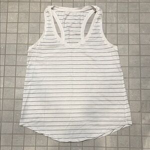 Lululemon White Striped Racerback Tank Top